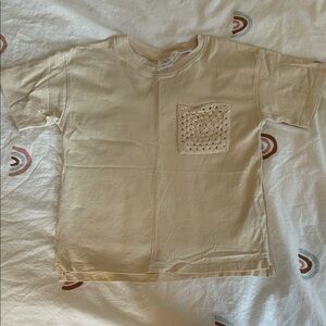 Zara Kids Beige T-Shirt with Crochet Pocket